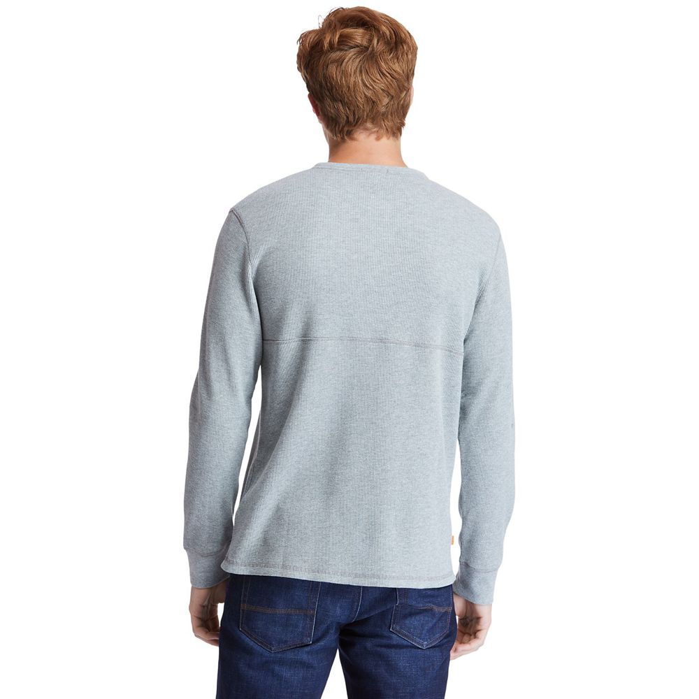 Timberland Πουκαμισα Ανδρικα Γκρι - Wharf River Waffle-Knit Henley - Greece 5031948-SF